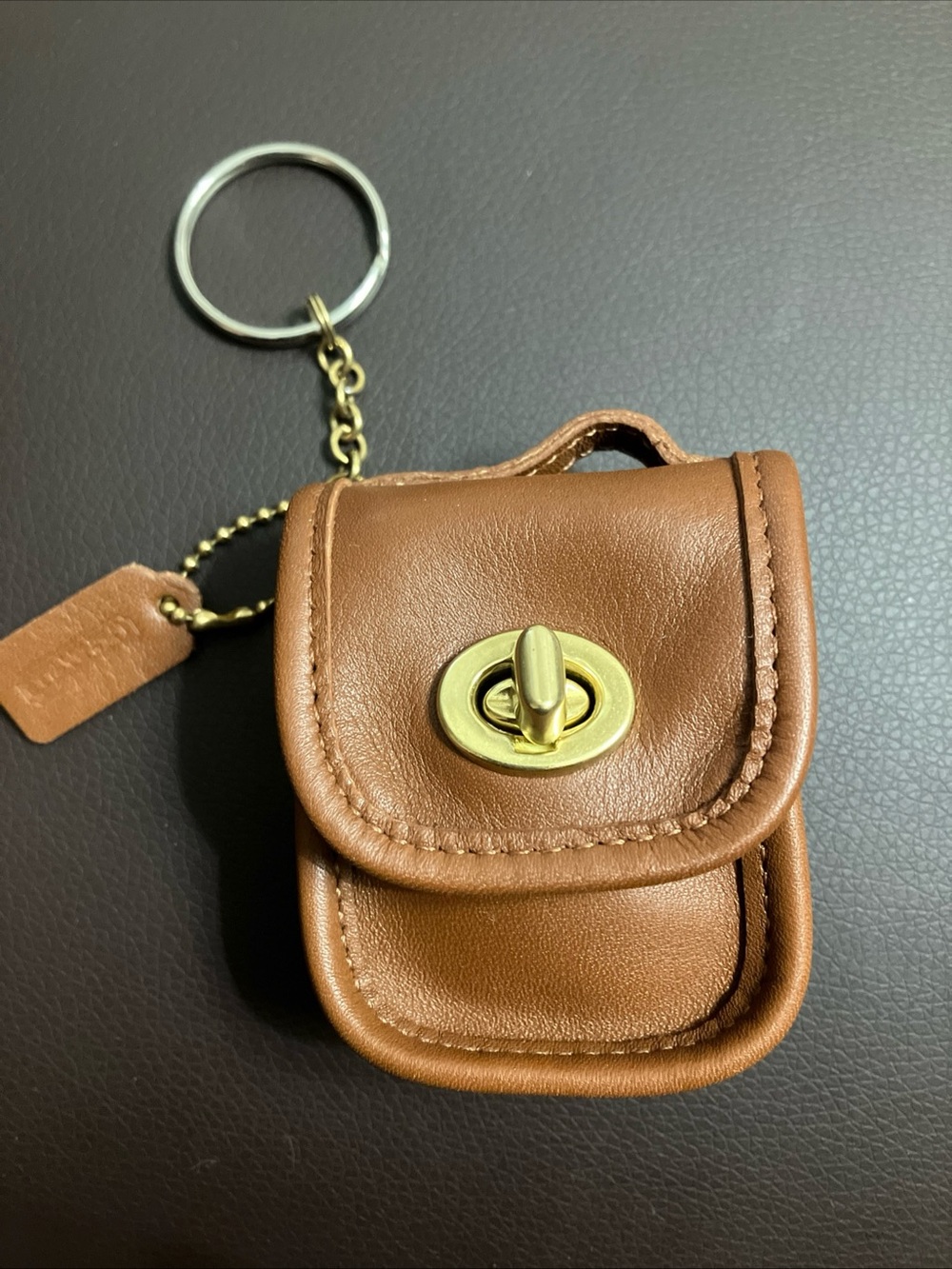 Vintage Coach Mini Station Bag Key Fob/ Keychain/ Coin Purse Tan